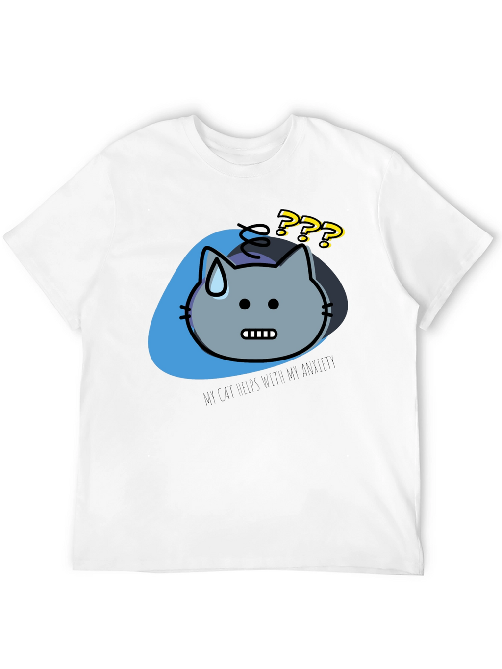 Anxiety Cat Graphic Tee - Relaxed Fit