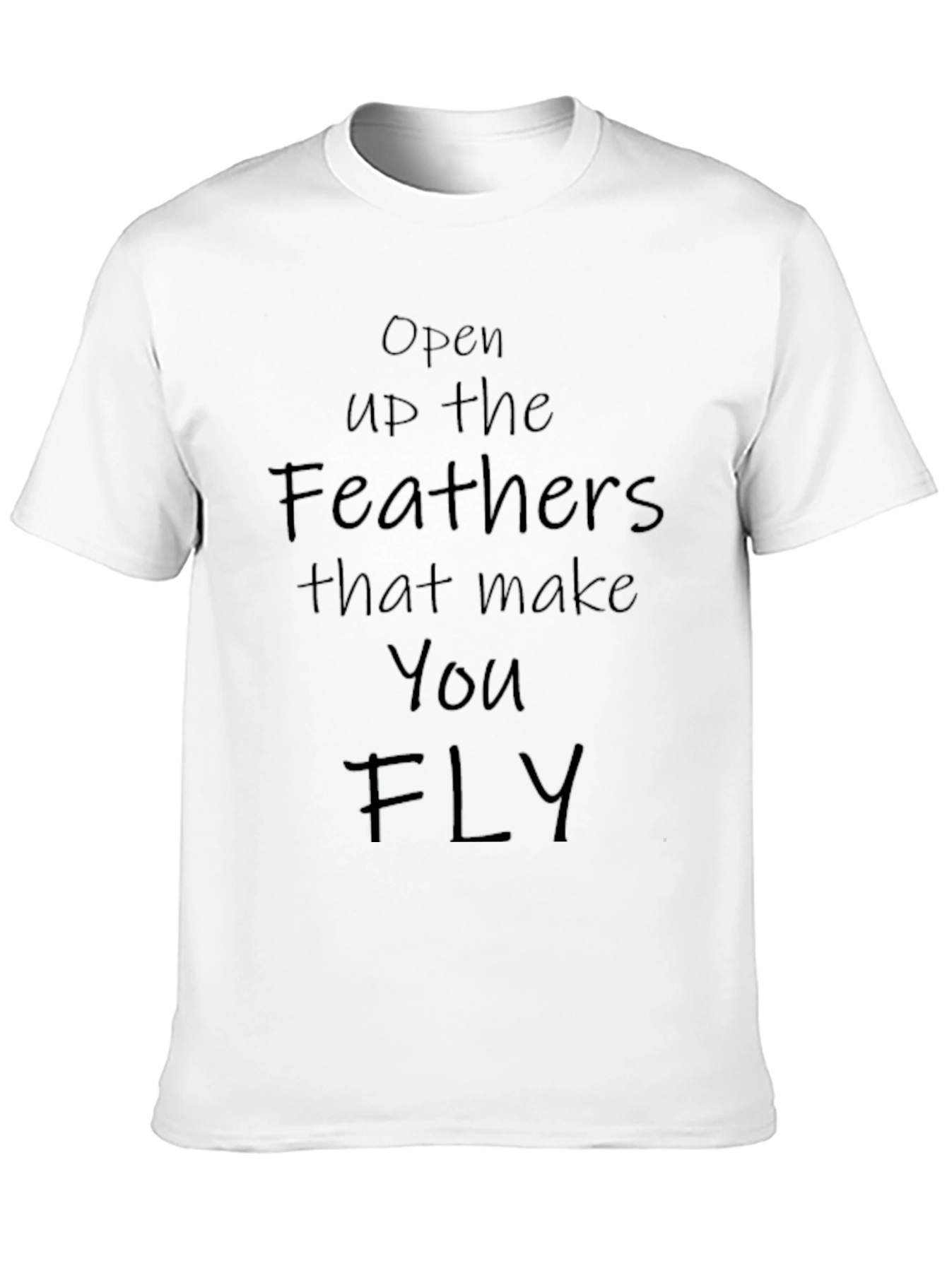 Open Up the Feathers Mens Black Graphic T-Shirt