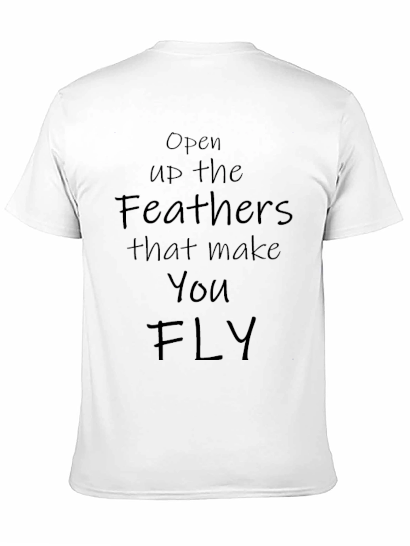 Open Up the Feathers Mens Black Graphic T-Shirt