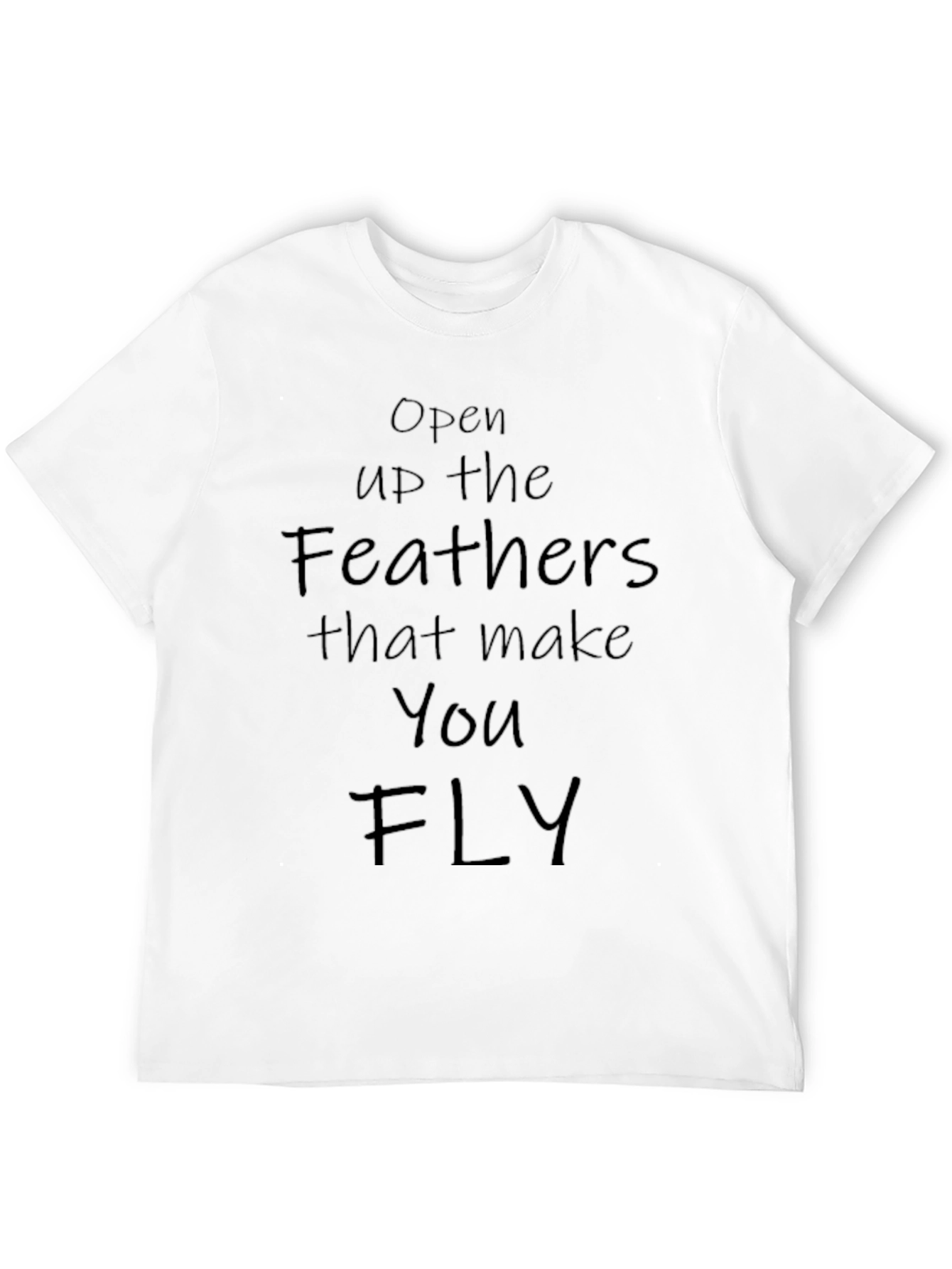 Open Up the Feathers Mens Black Graphic T-Shirt