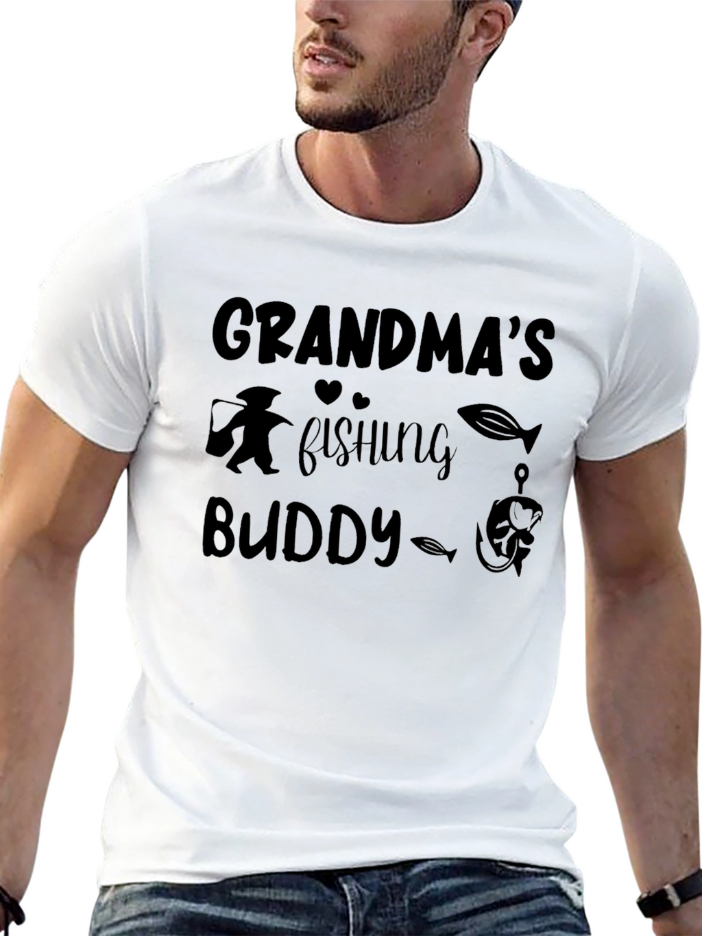 Grandmas Fishing Buddy Black T-Shirt