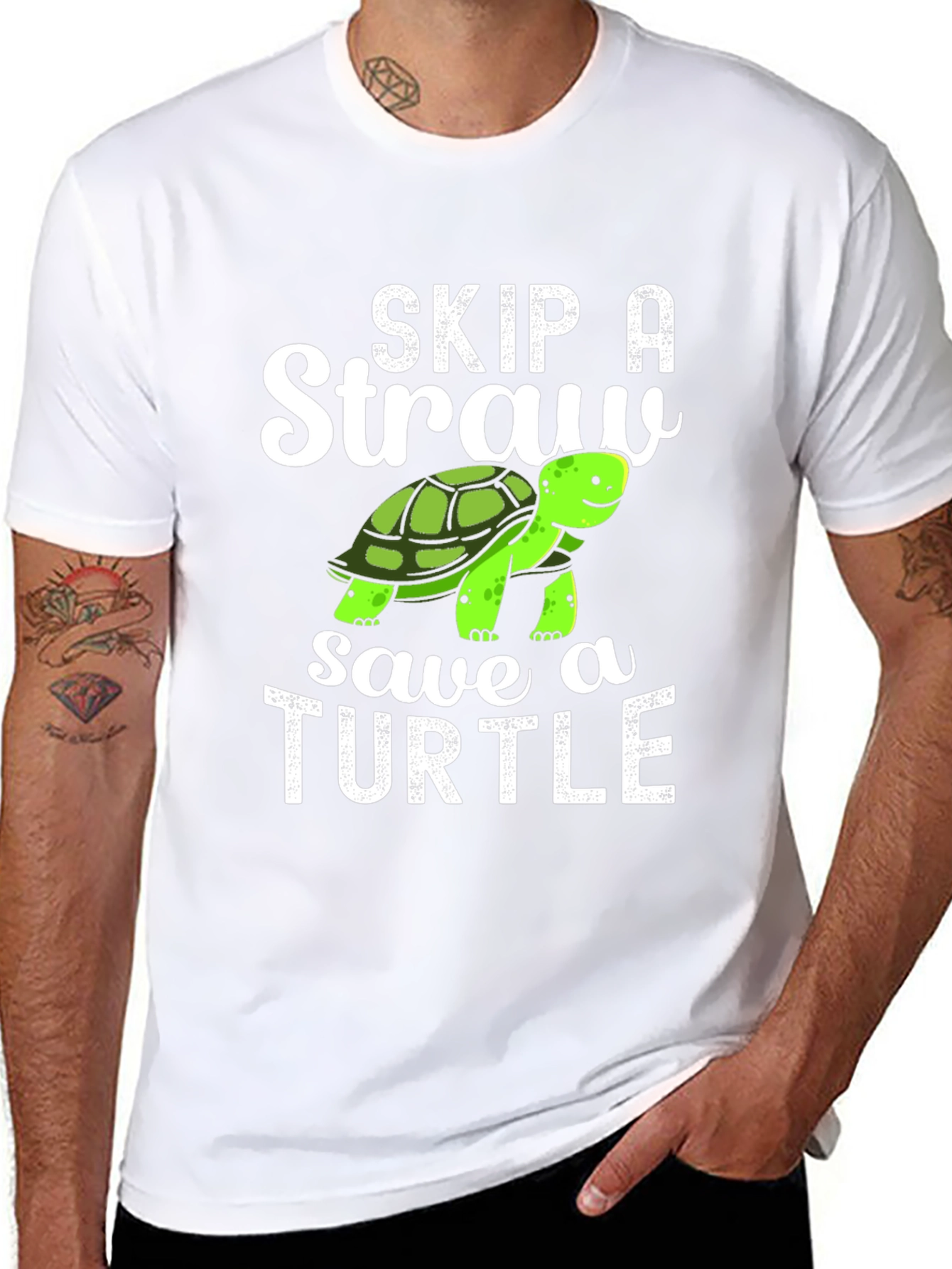 Skip A Straw Save A Turtle Graphic T-Shirt