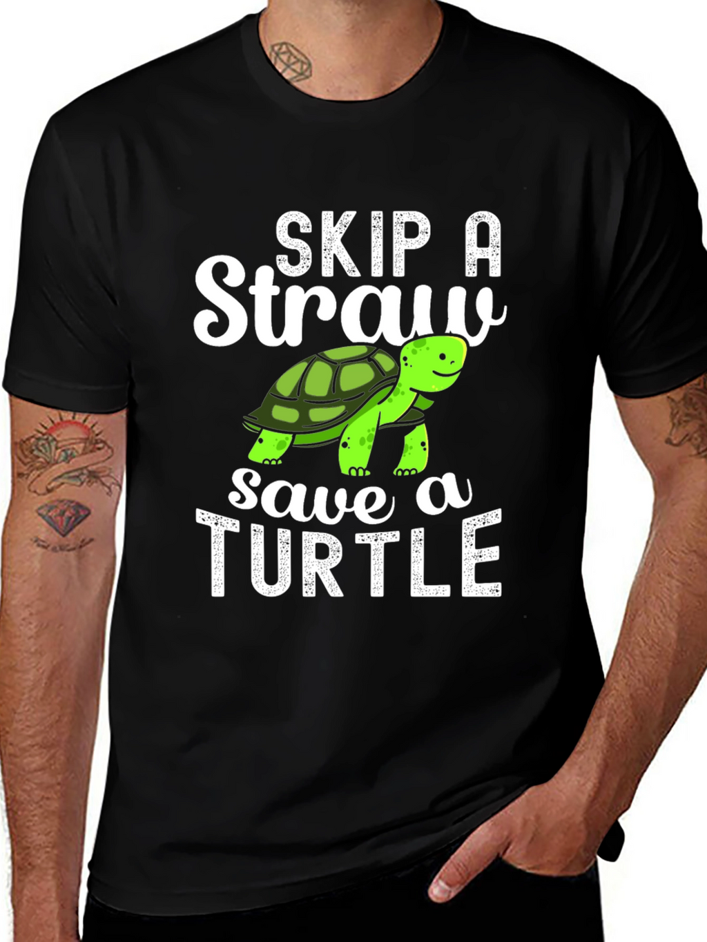 Skip A Straw Save A Turtle Graphic T-Shirt