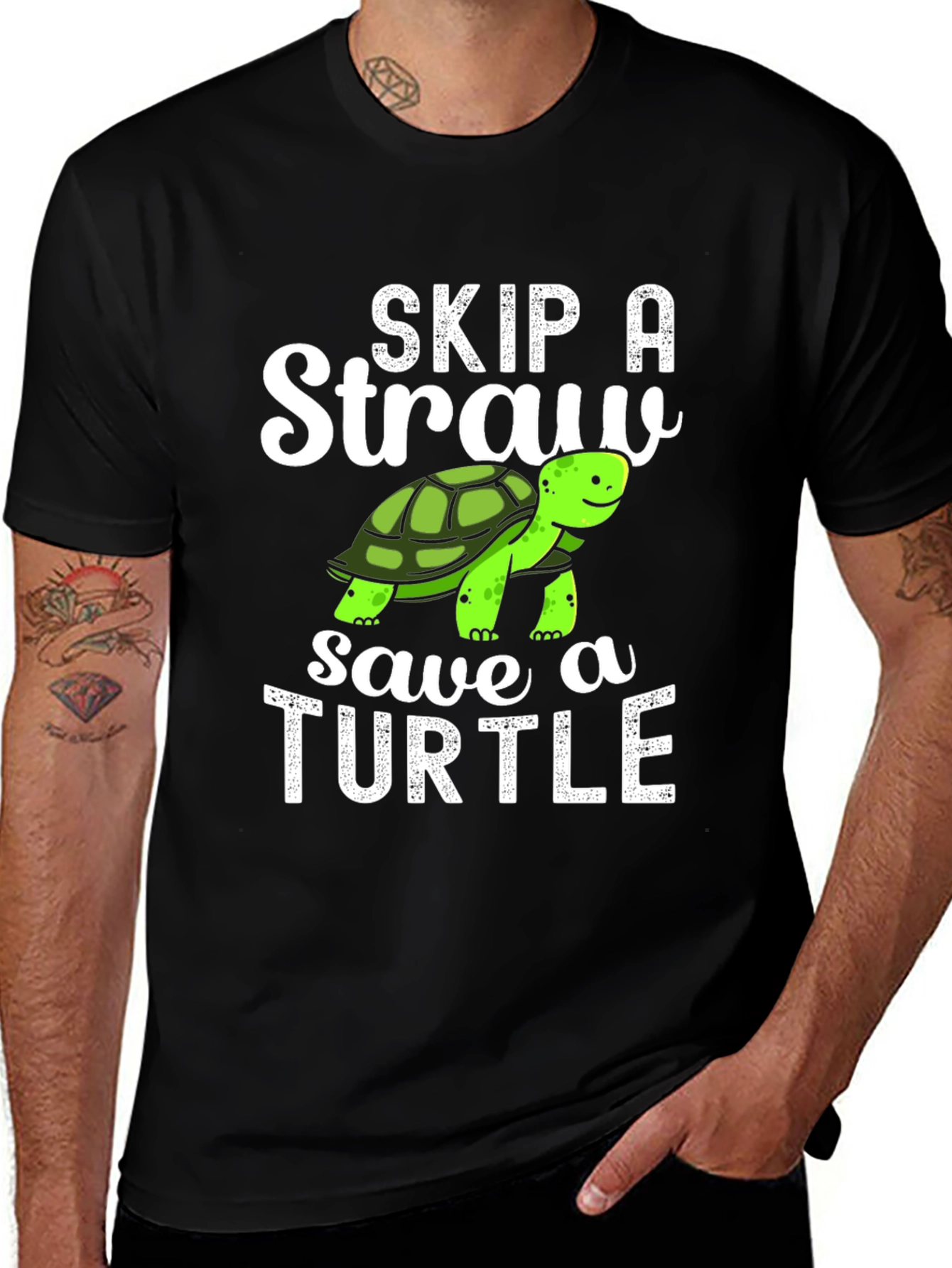 Skip A Straw Save A Turtle Graphic T-Shirt