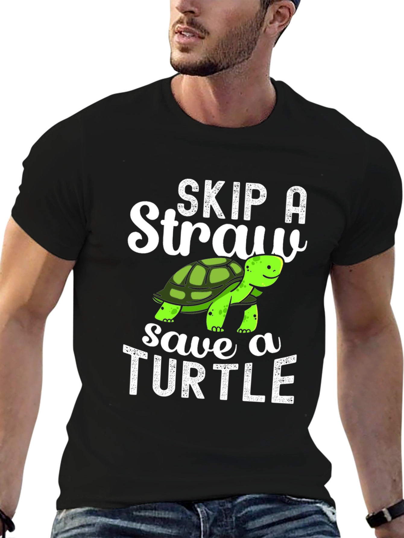 Skip A Straw Save A Turtle Graphic T-Shirt