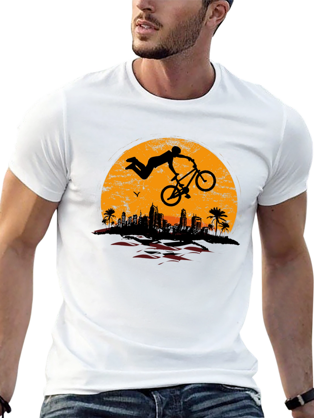 BMX Rider Sunset Graphic Tee