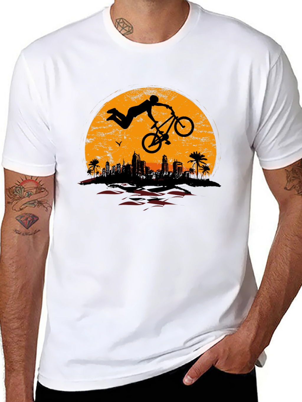 BMX Rider Sunset Graphic Tee