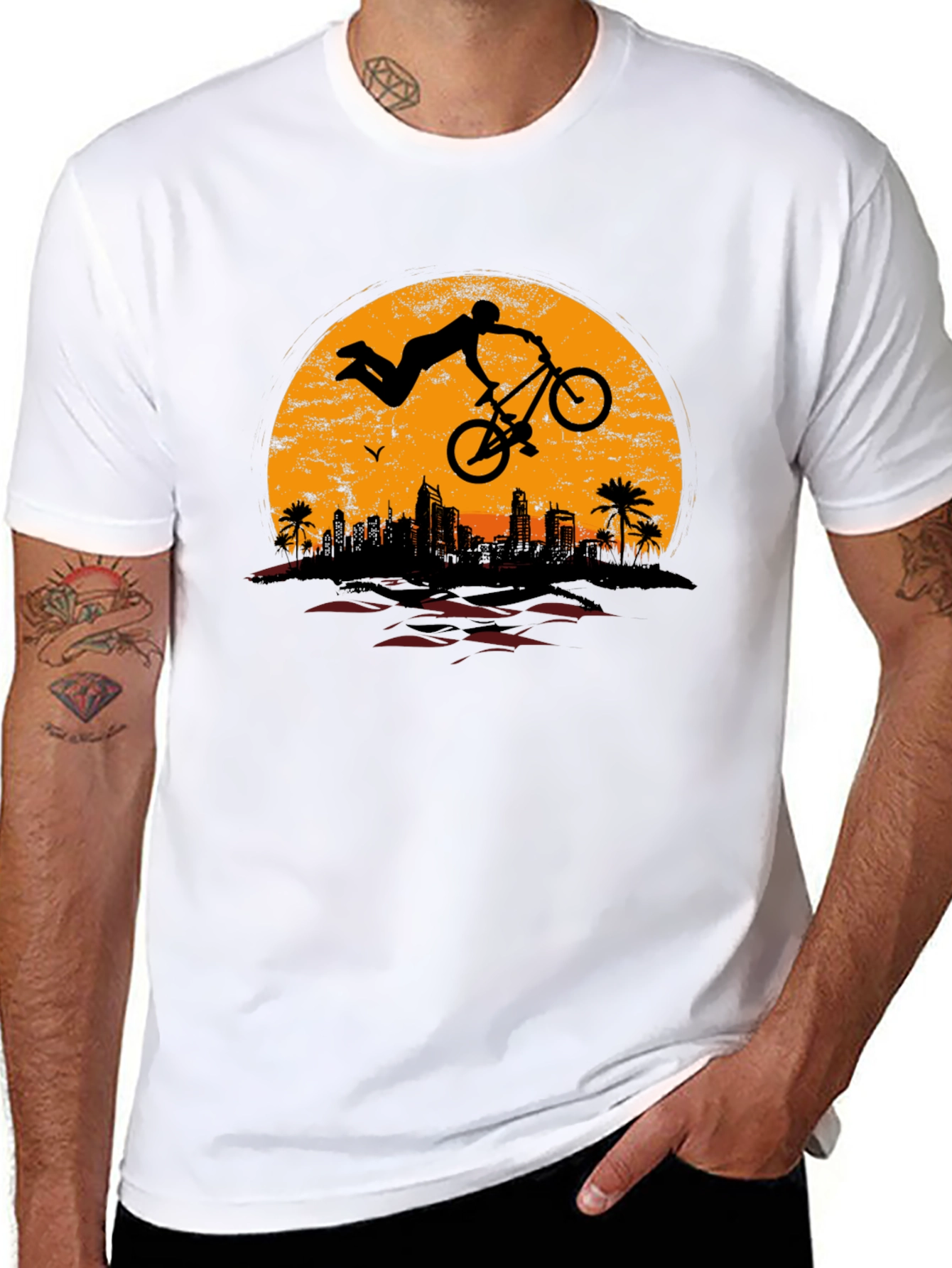 BMX Rider Sunset Graphic Tee