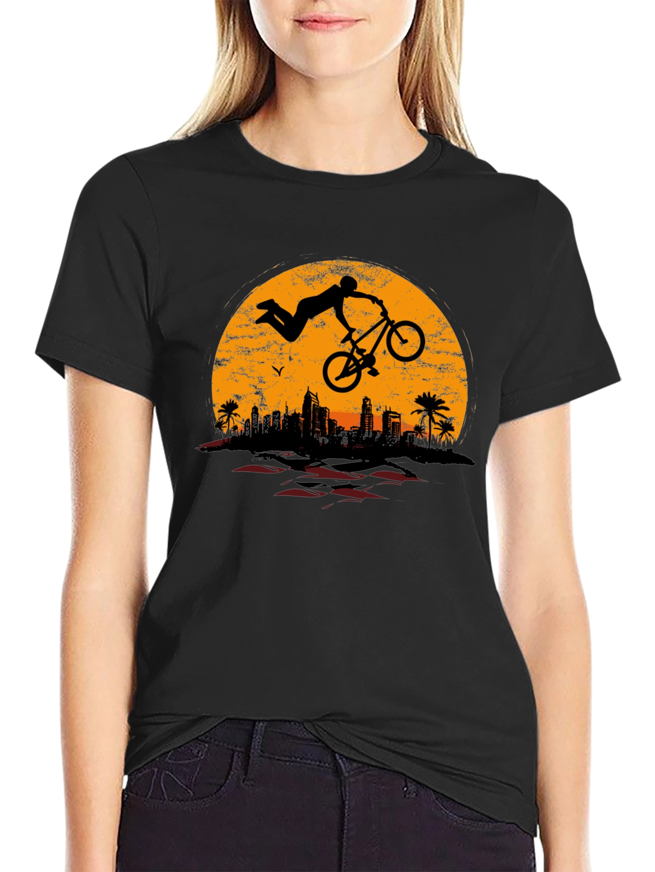 BMX Rider Sunset Graphic Tee