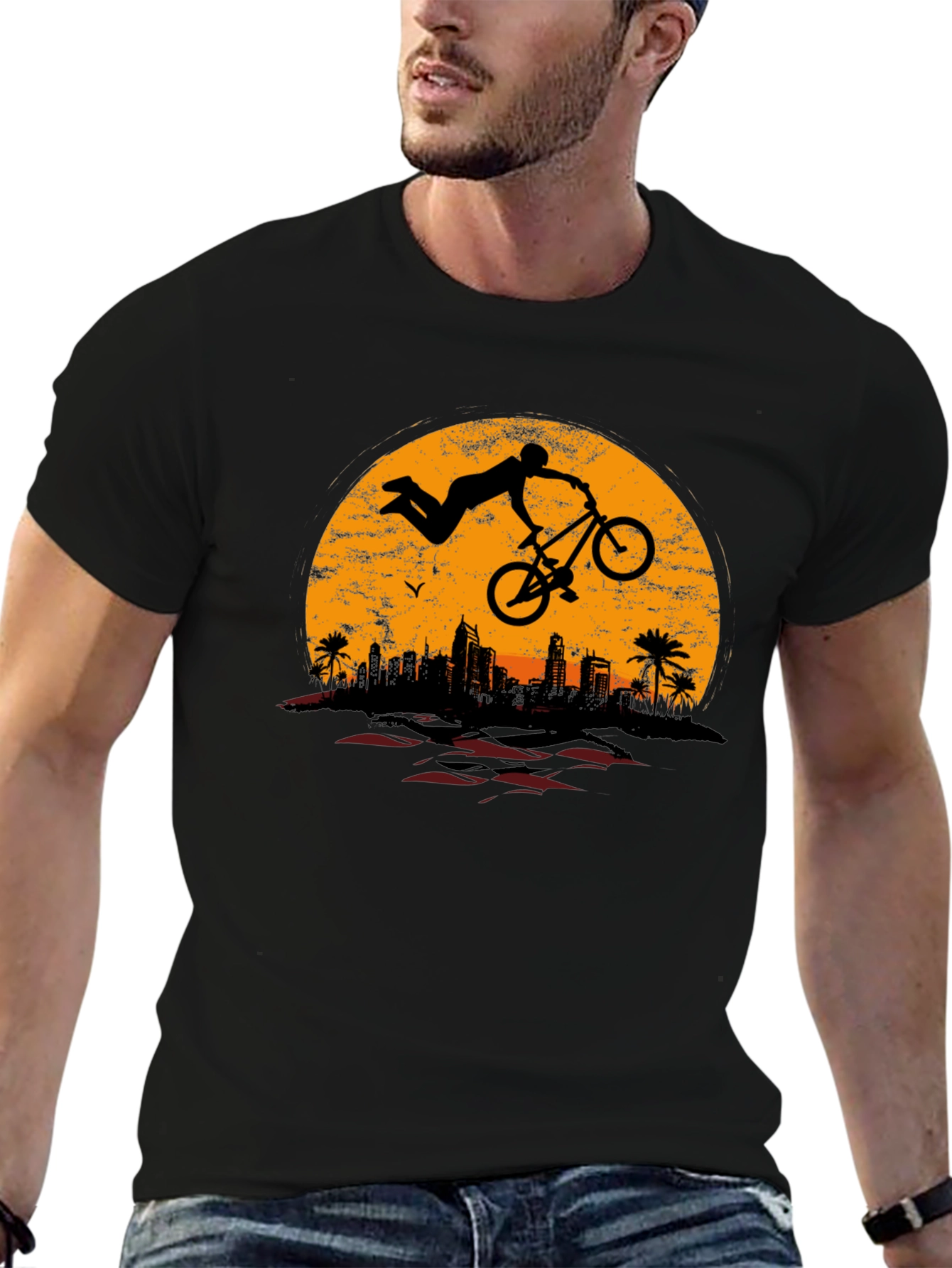 BMX Rider Sunset Graphic Tee