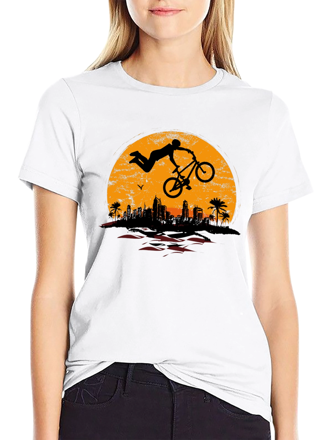 BMX Rider Sunset Graphic Tee
