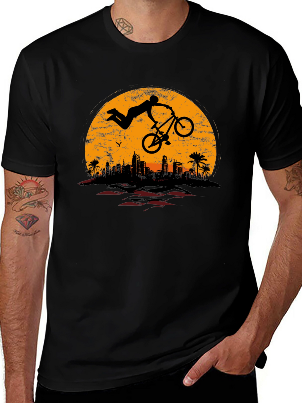 BMX Rider Sunset Graphic Tee