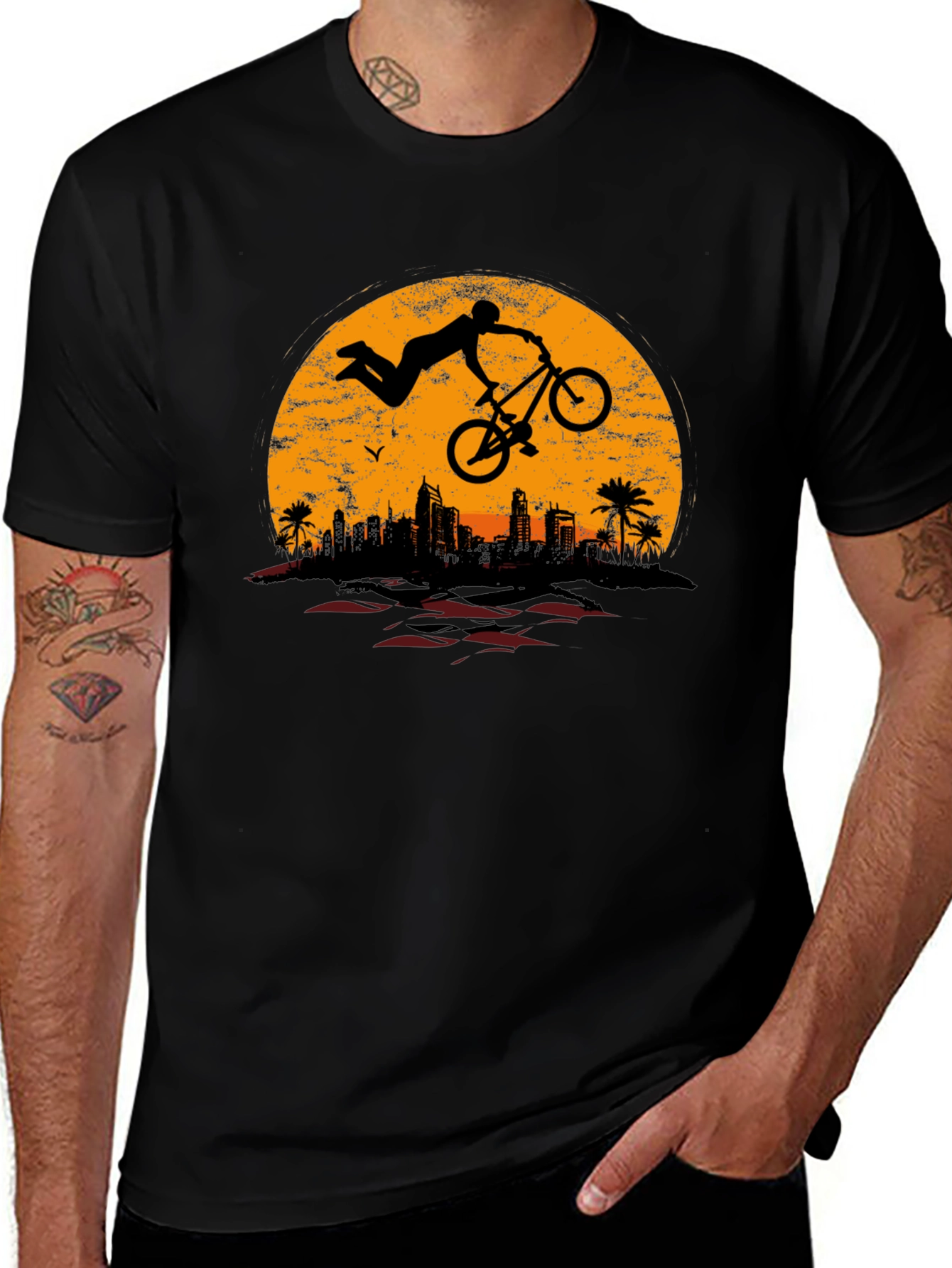 BMX Rider Sunset Graphic Tee