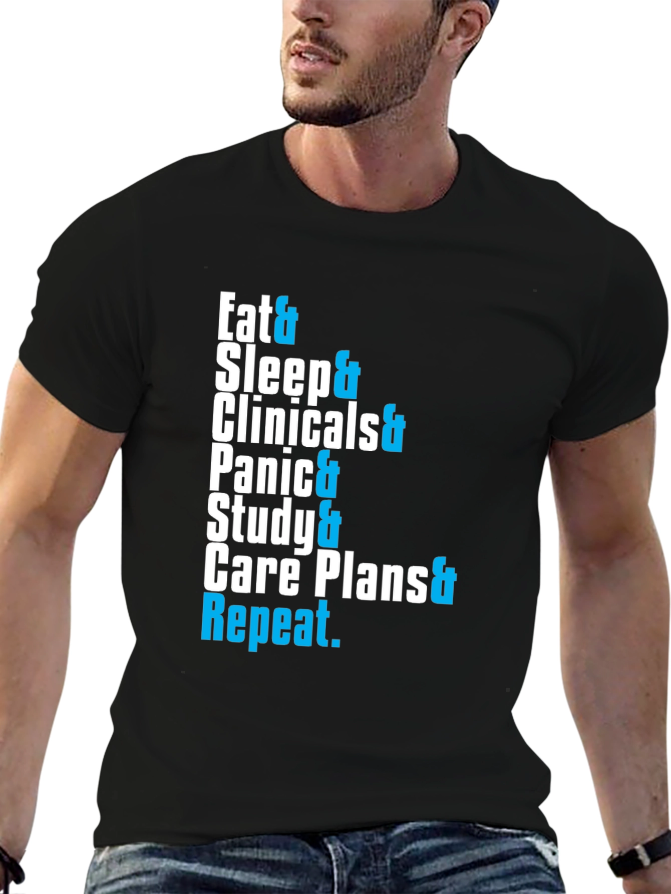 Eat Sleep Clinicals Repeat Black T-Shirt