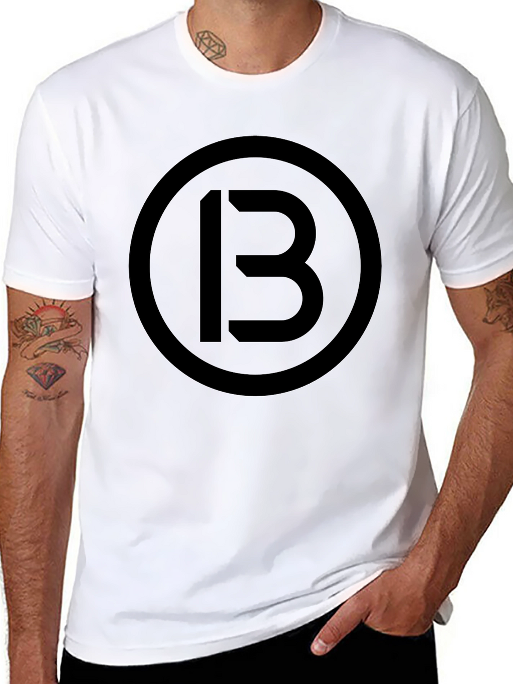 Mens Black T-Shirt with Circle 13 Graphic