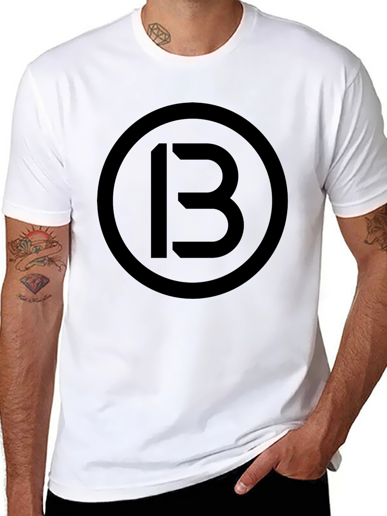 Mens Black T-Shirt with Circle 13 Graphic