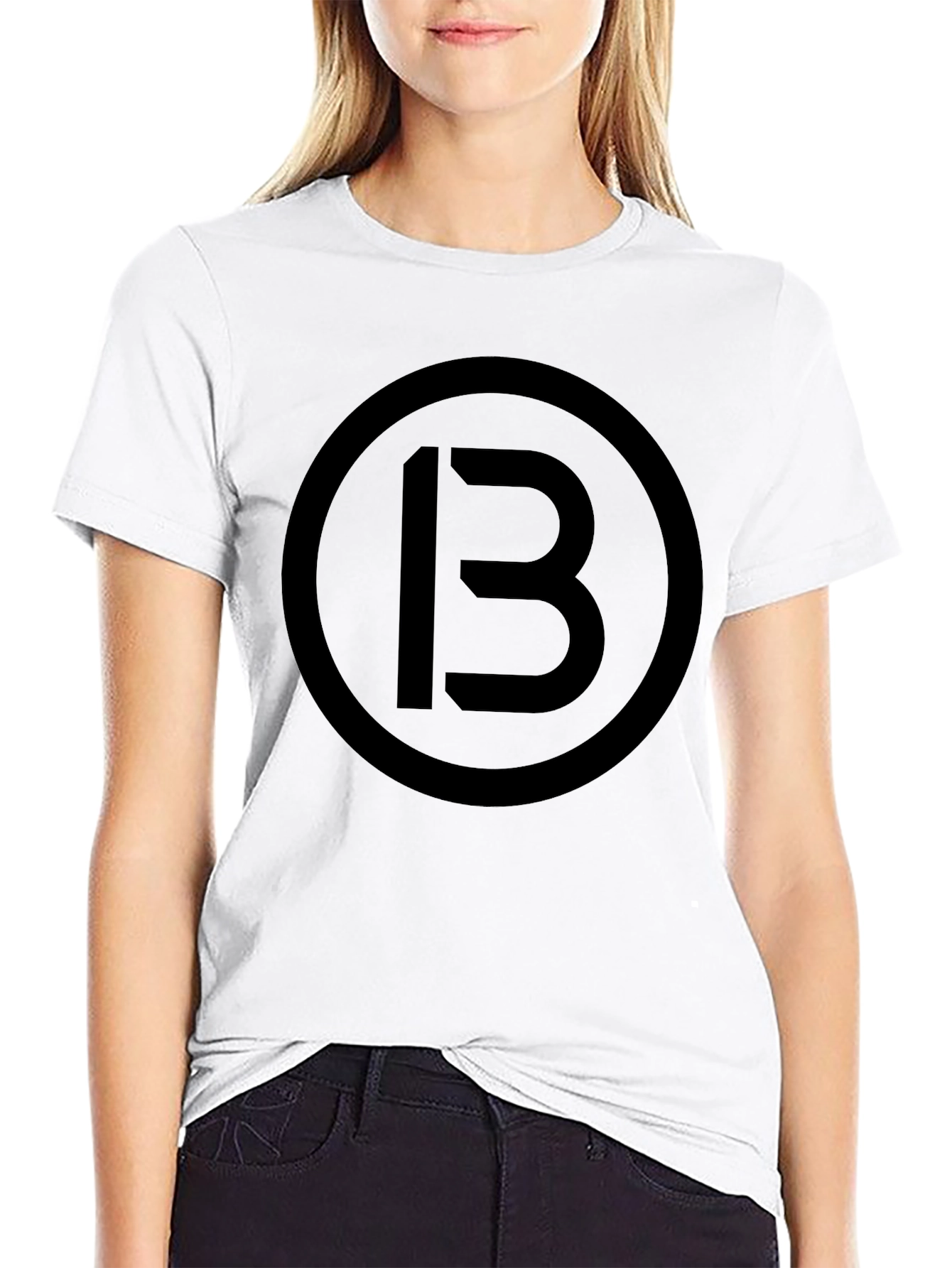 Mens Black T-Shirt with Circle 13 Graphic