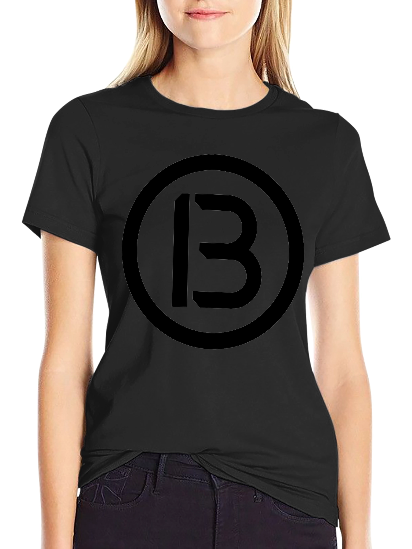 Mens Black T-Shirt with Circle 13 Graphic