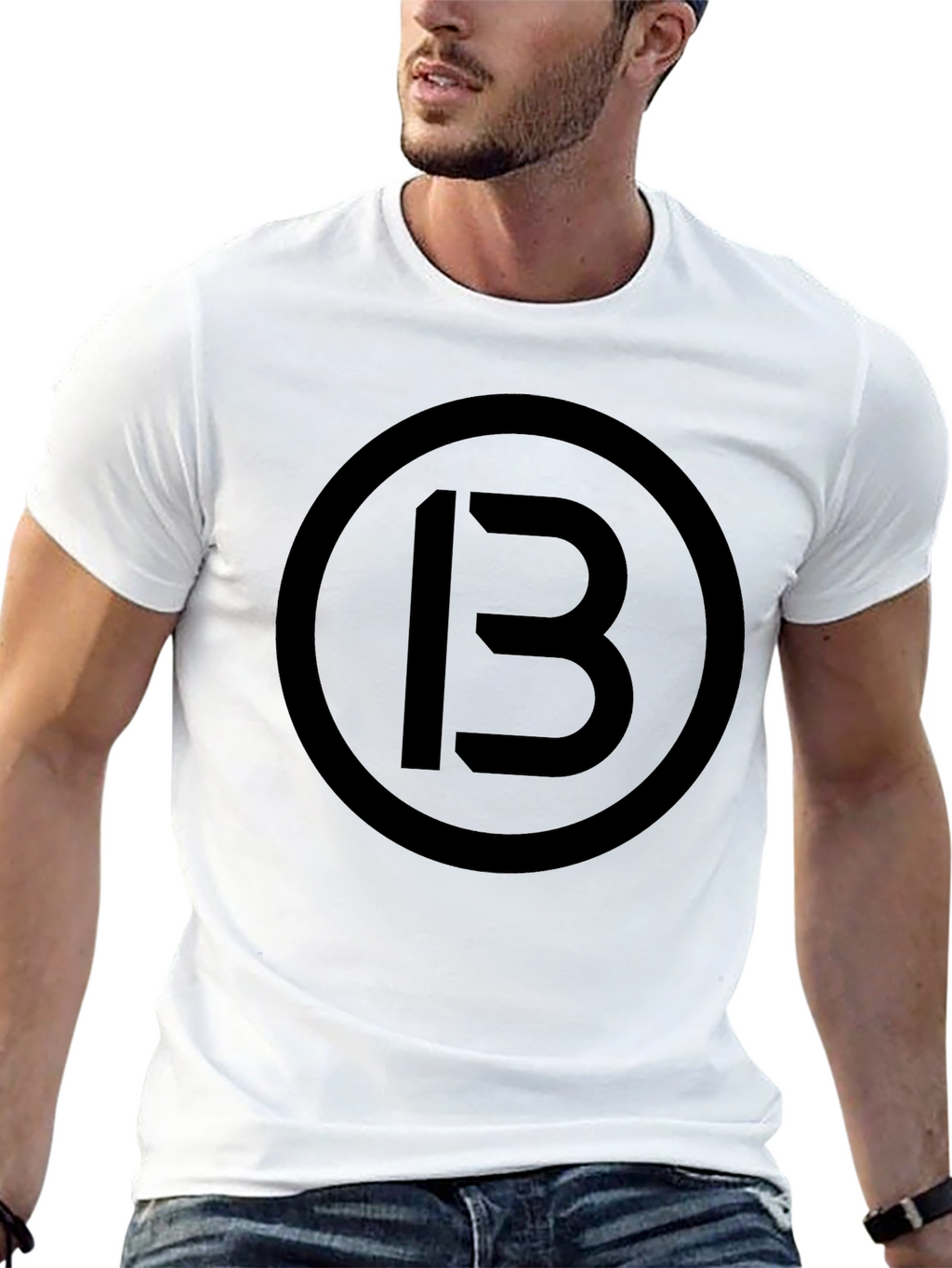 Mens Black T-Shirt with Circle 13 Graphic