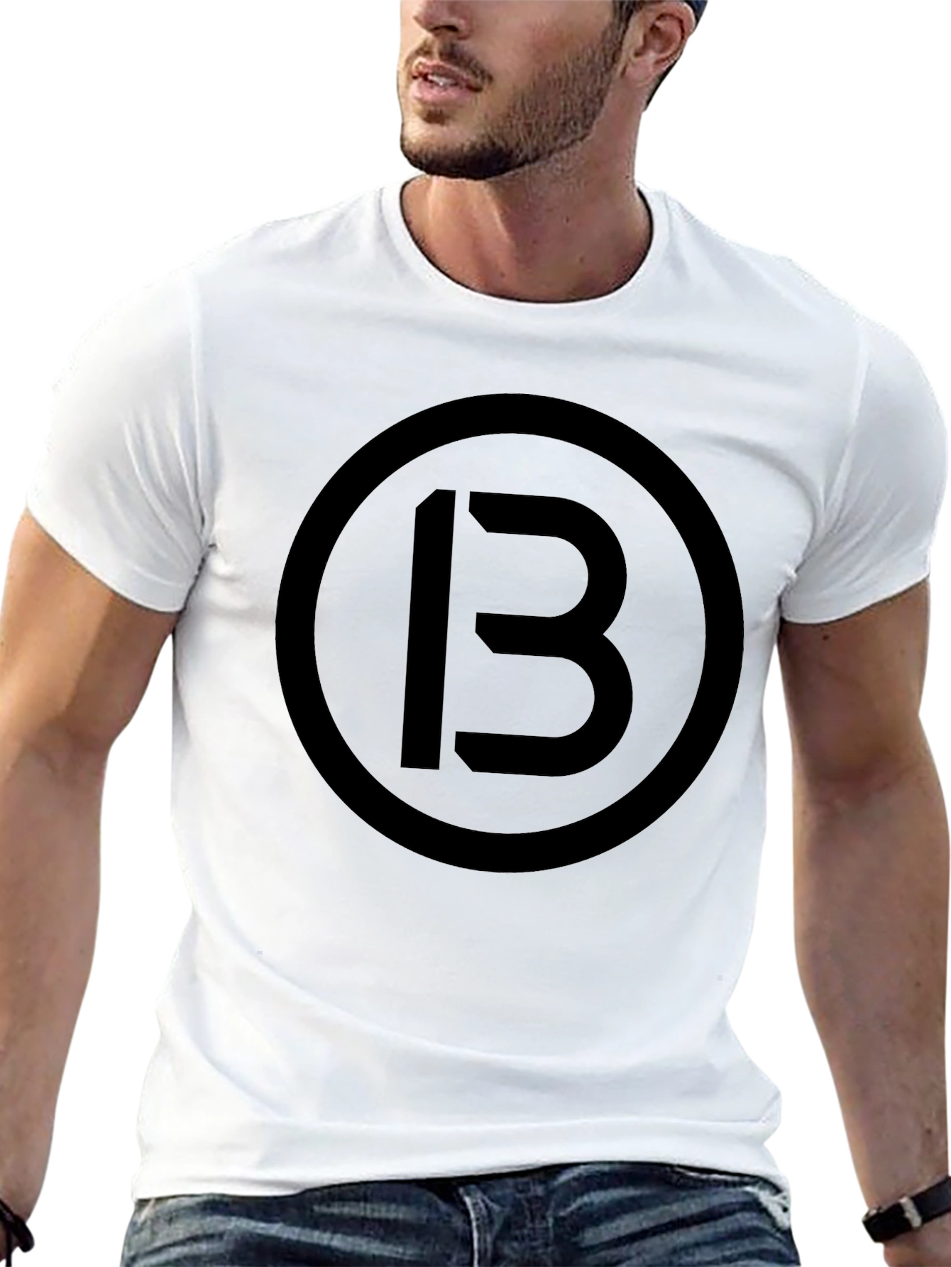 Mens Black T-Shirt with Circle 13 Graphic
