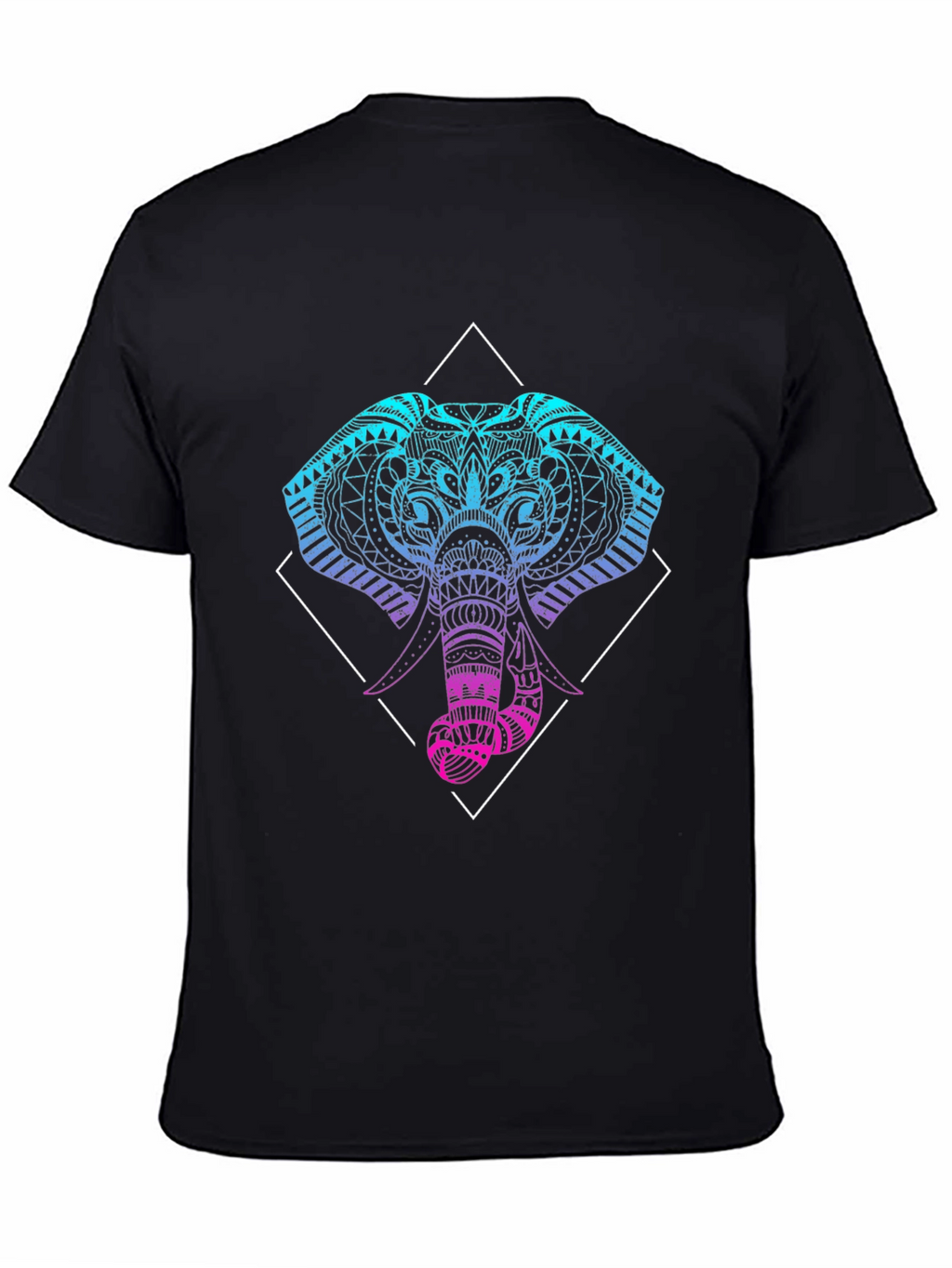 Geometric Elephant Graphic Tee - Black