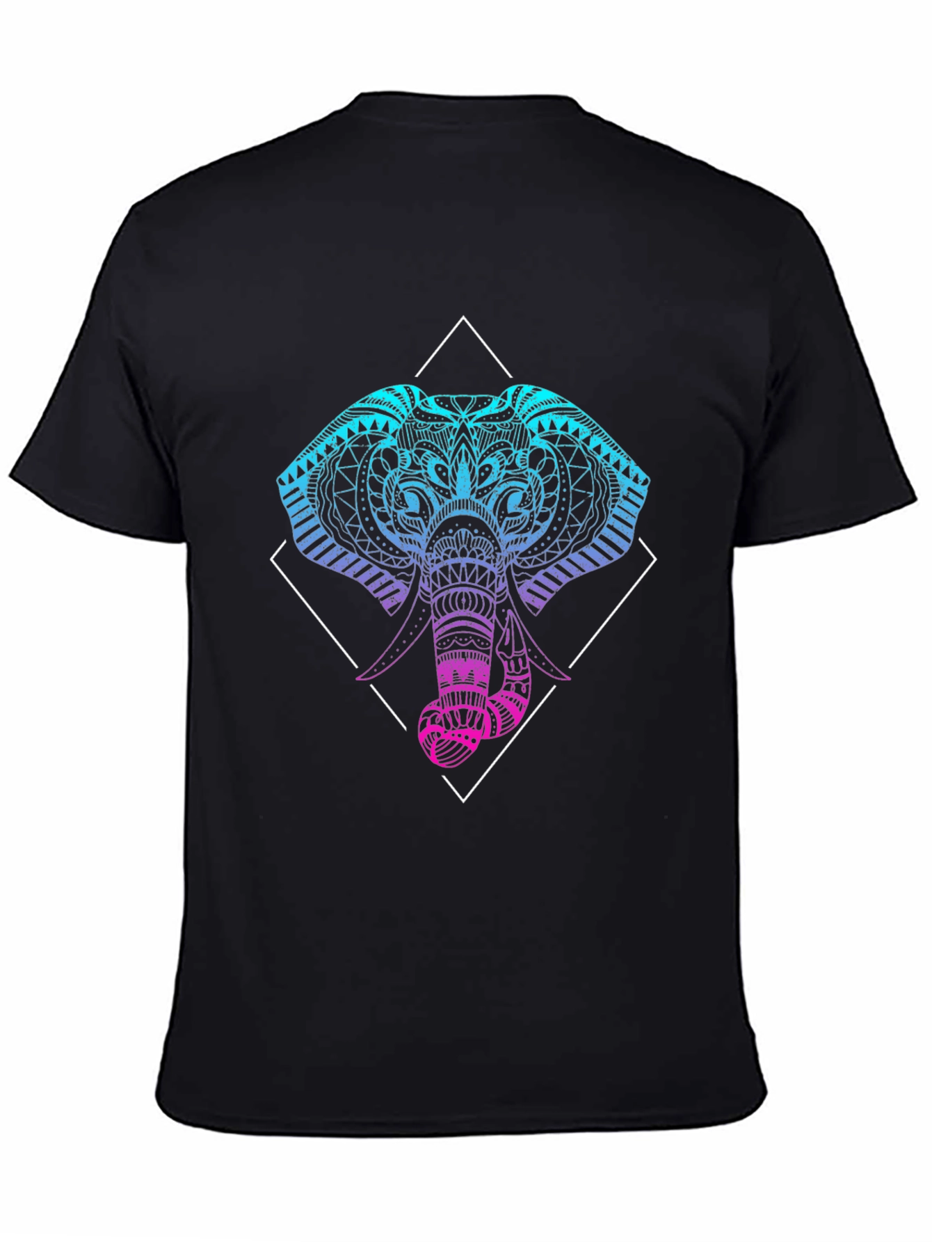 Geometric Elephant Graphic Tee - Black