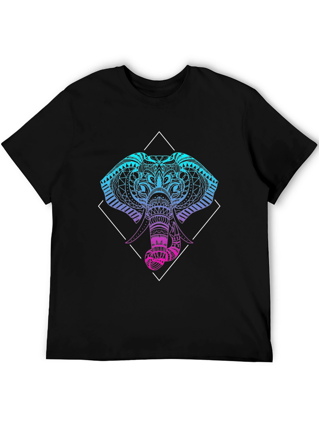 Geometric Elephant Graphic Tee - Black