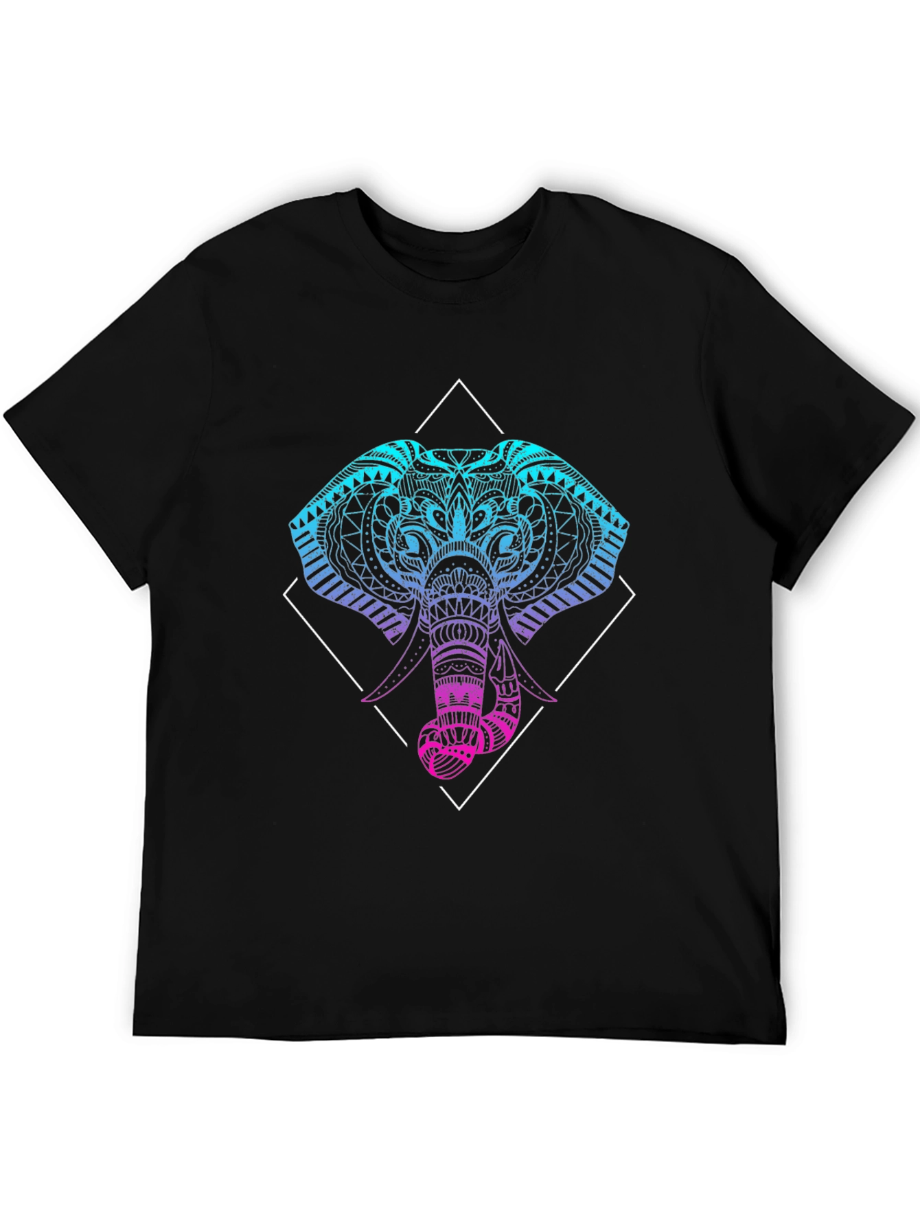 Geometric Elephant Graphic Tee - Black
