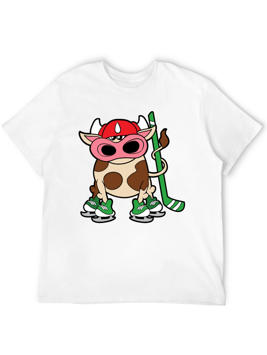 Hockey Cow T-Shirt - Quirky Cartoon Design
