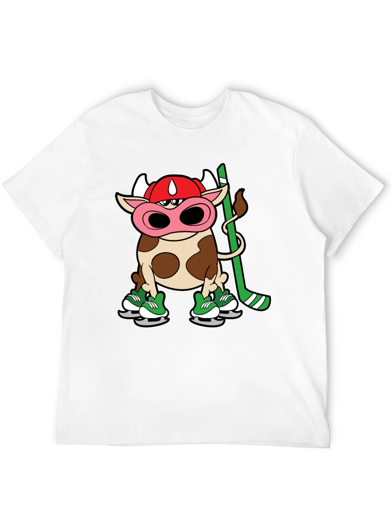 Hockey Cow T-Shirt - Quirky Cartoon Design