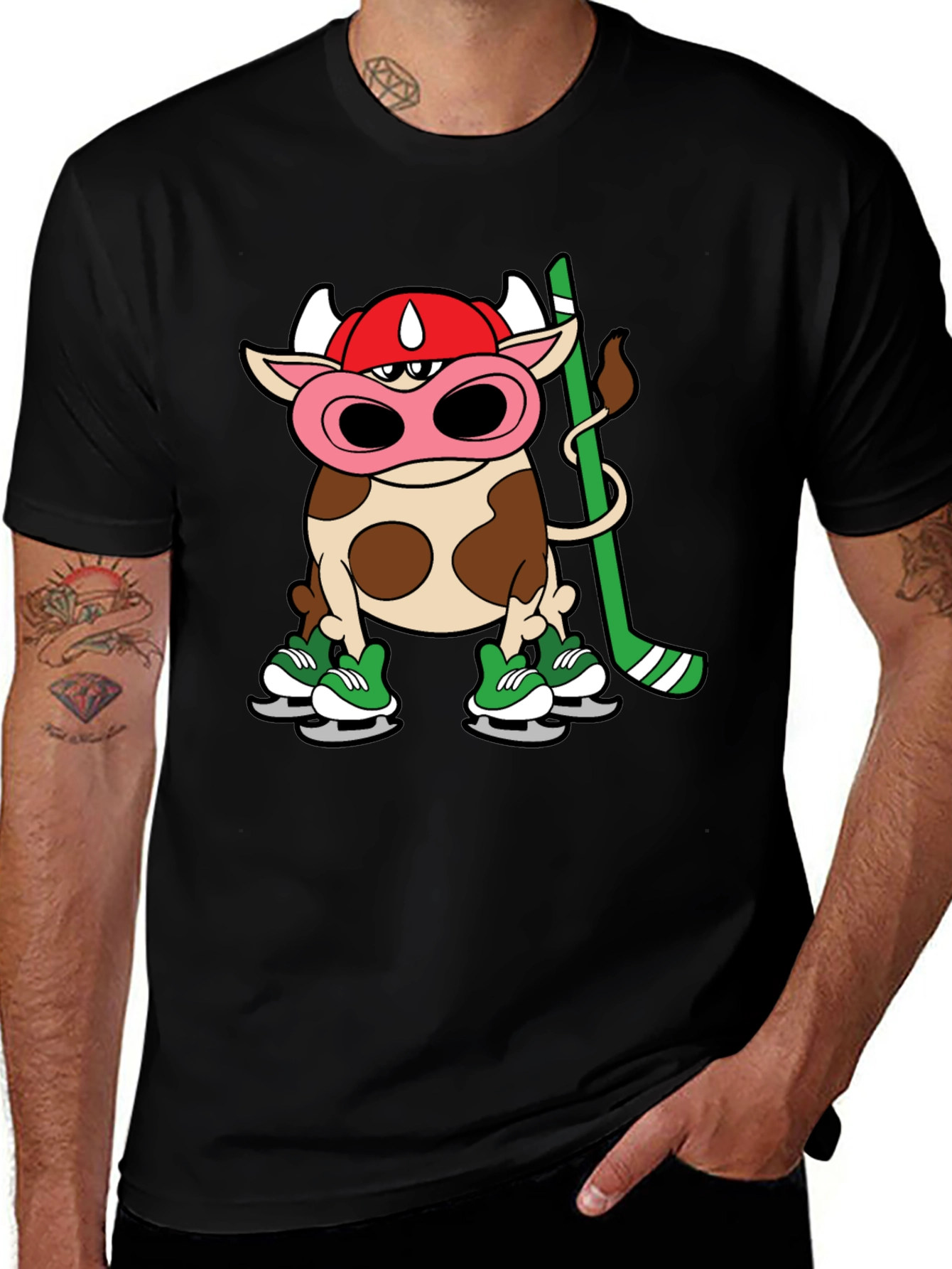 Hockey Cow T-Shirt - Quirky Cartoon Design