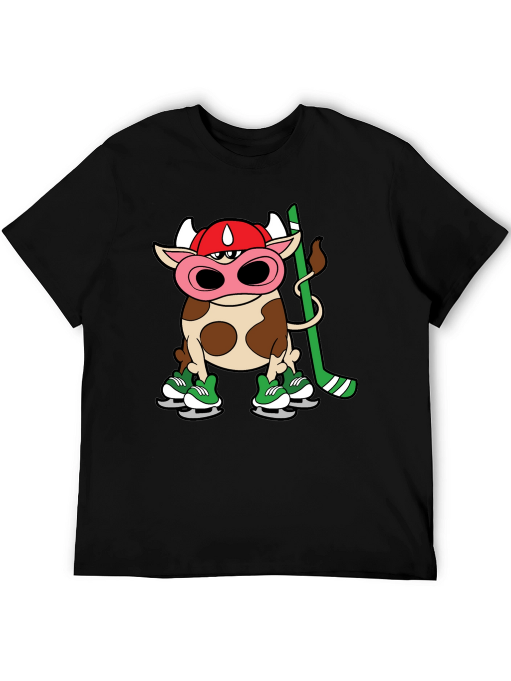 Hockey Cow T-Shirt - Quirky Cartoon Design
