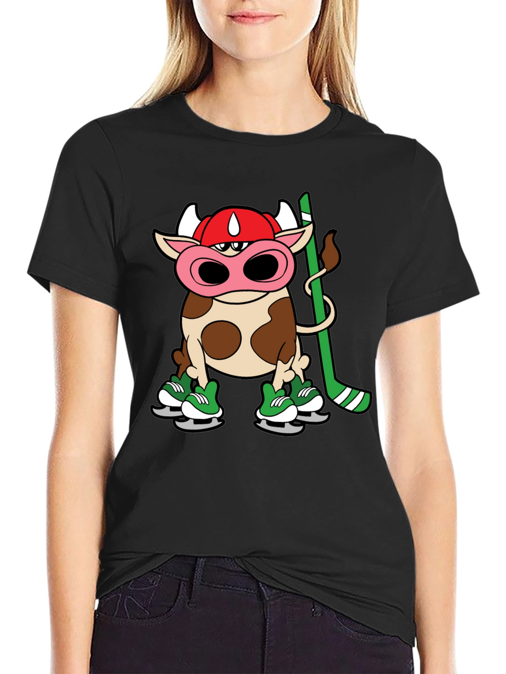 Hockey Cow T-Shirt - Quirky Cartoon Design