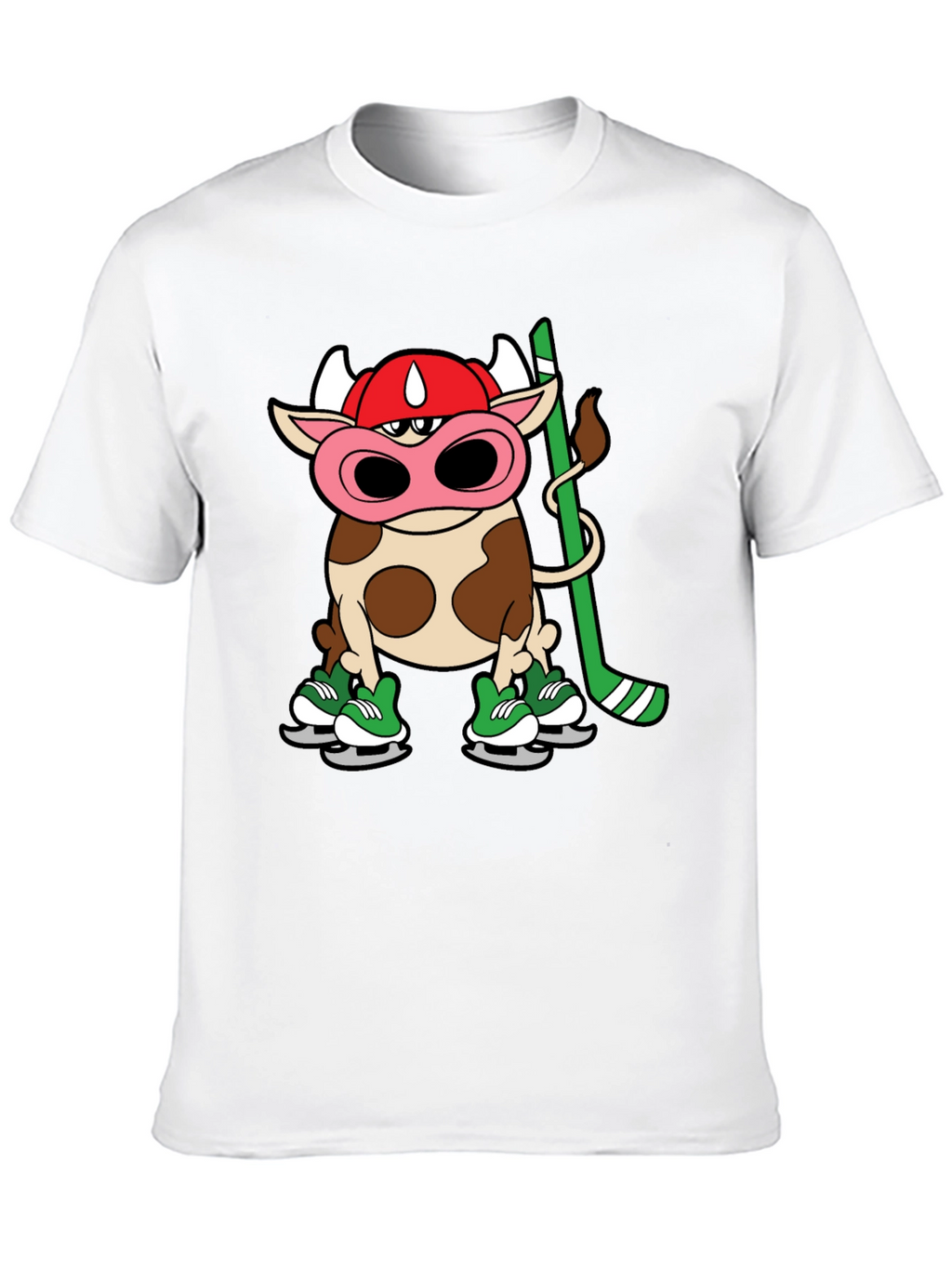 Hockey Cow T-Shirt - Quirky Cartoon Design