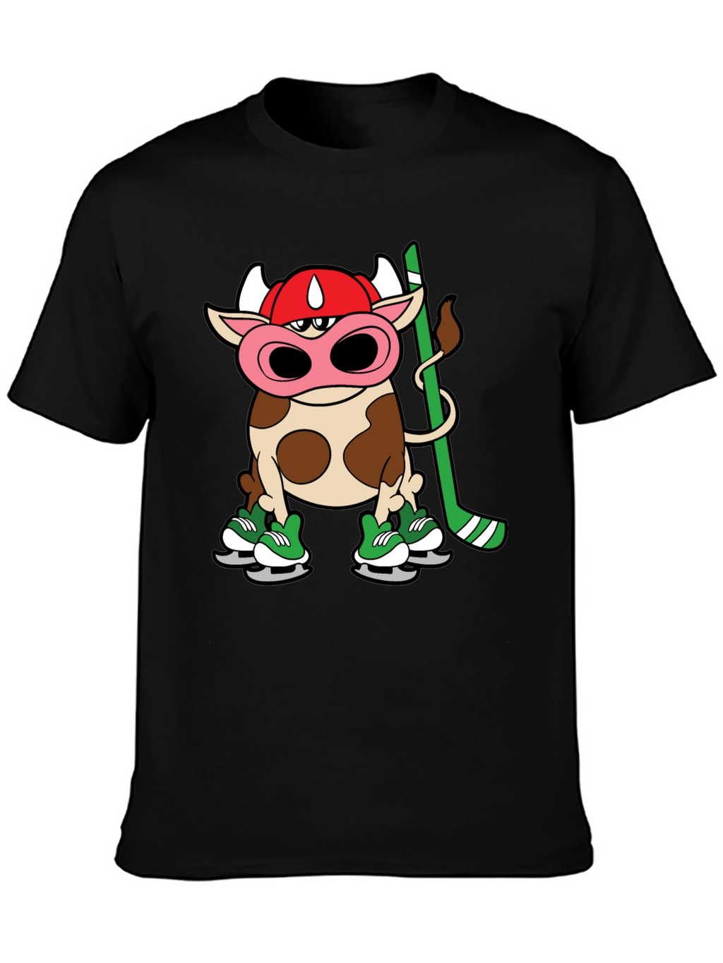 Hockey Cow T-Shirt - Quirky Cartoon Design