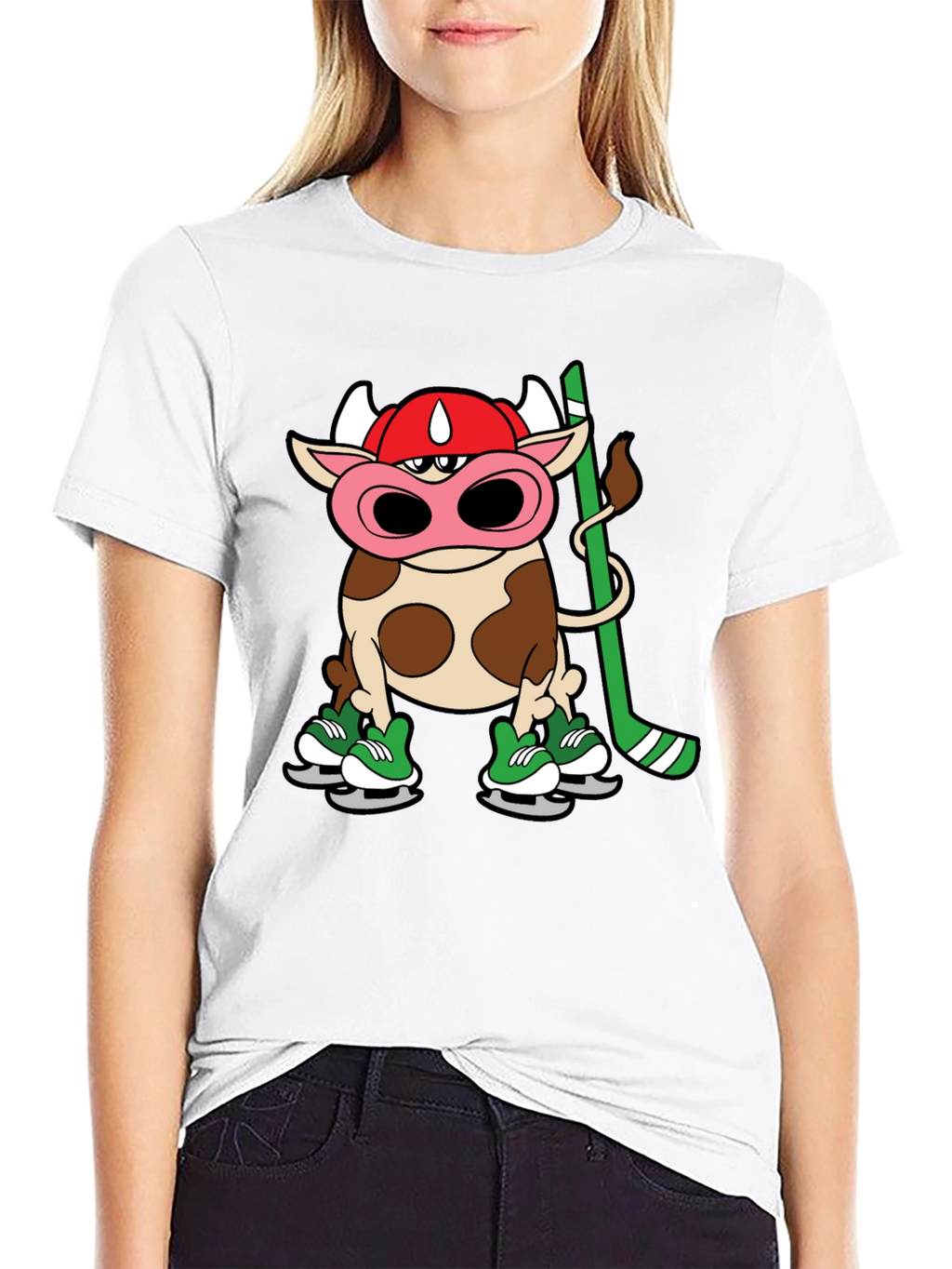 Hockey Cow T-Shirt - Quirky Cartoon Design