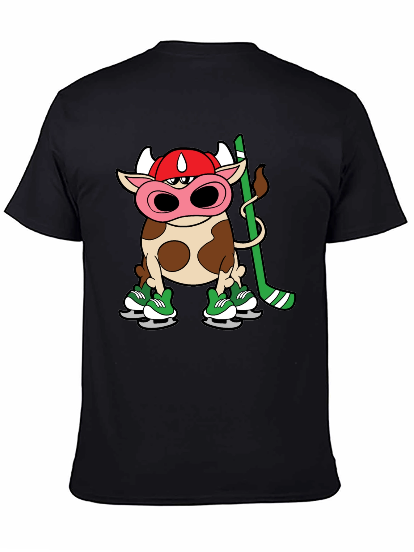 Hockey Cow T-Shirt - Quirky Cartoon Design