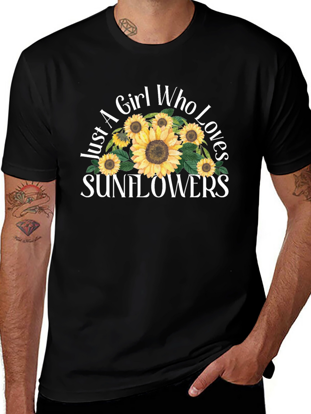 Sunflower Lover Graphic T-Shirt - Black Cotton Tee