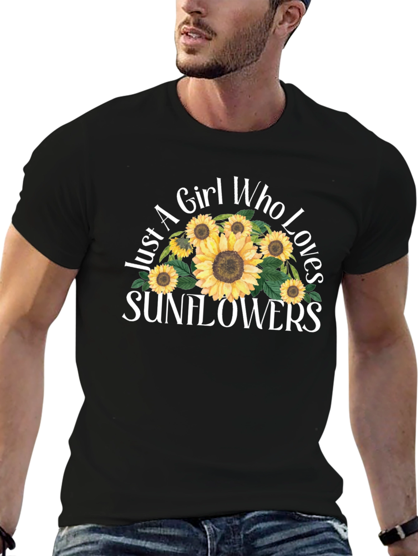 Sunflower Lover Graphic T-Shirt - Black Cotton Tee