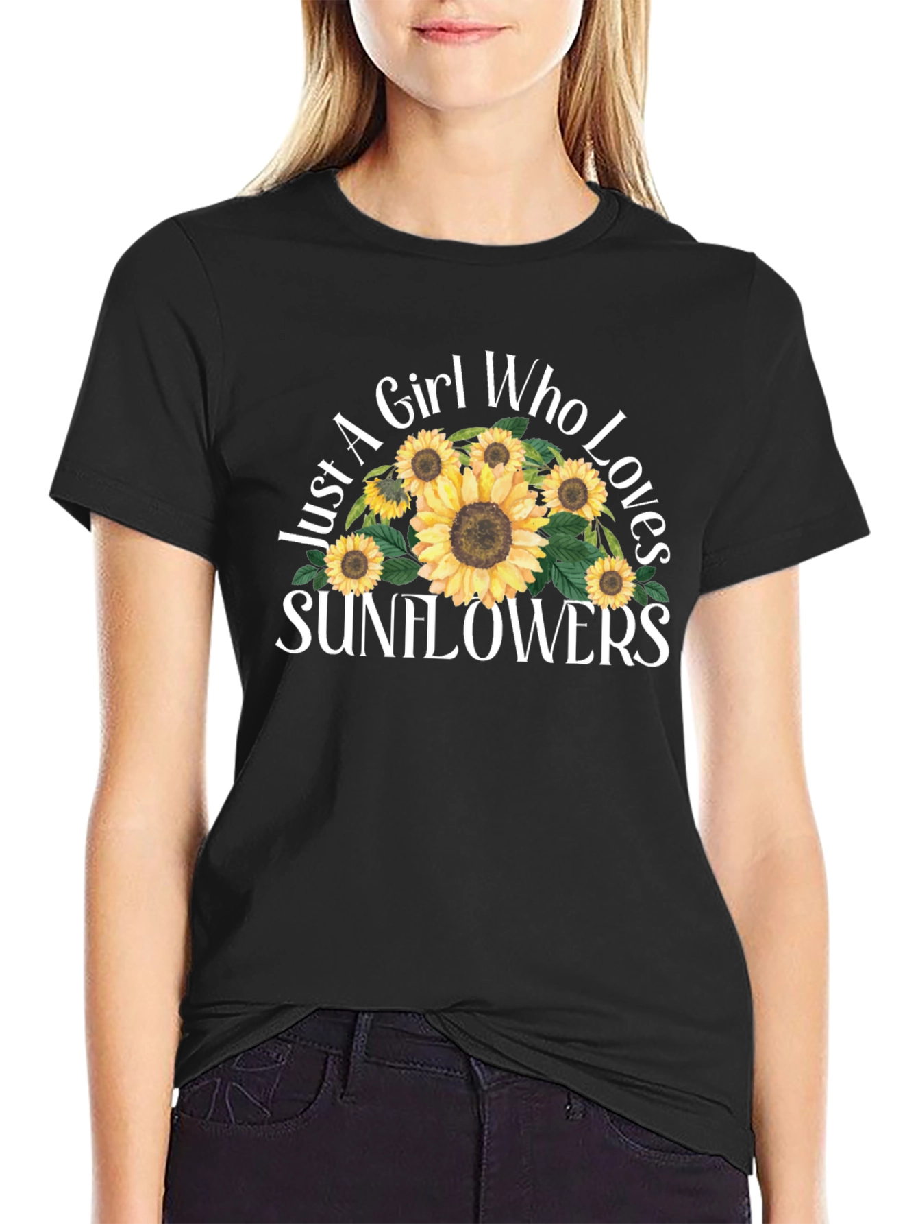 Sunflower Lover Graphic T-Shirt - Black Cotton Tee