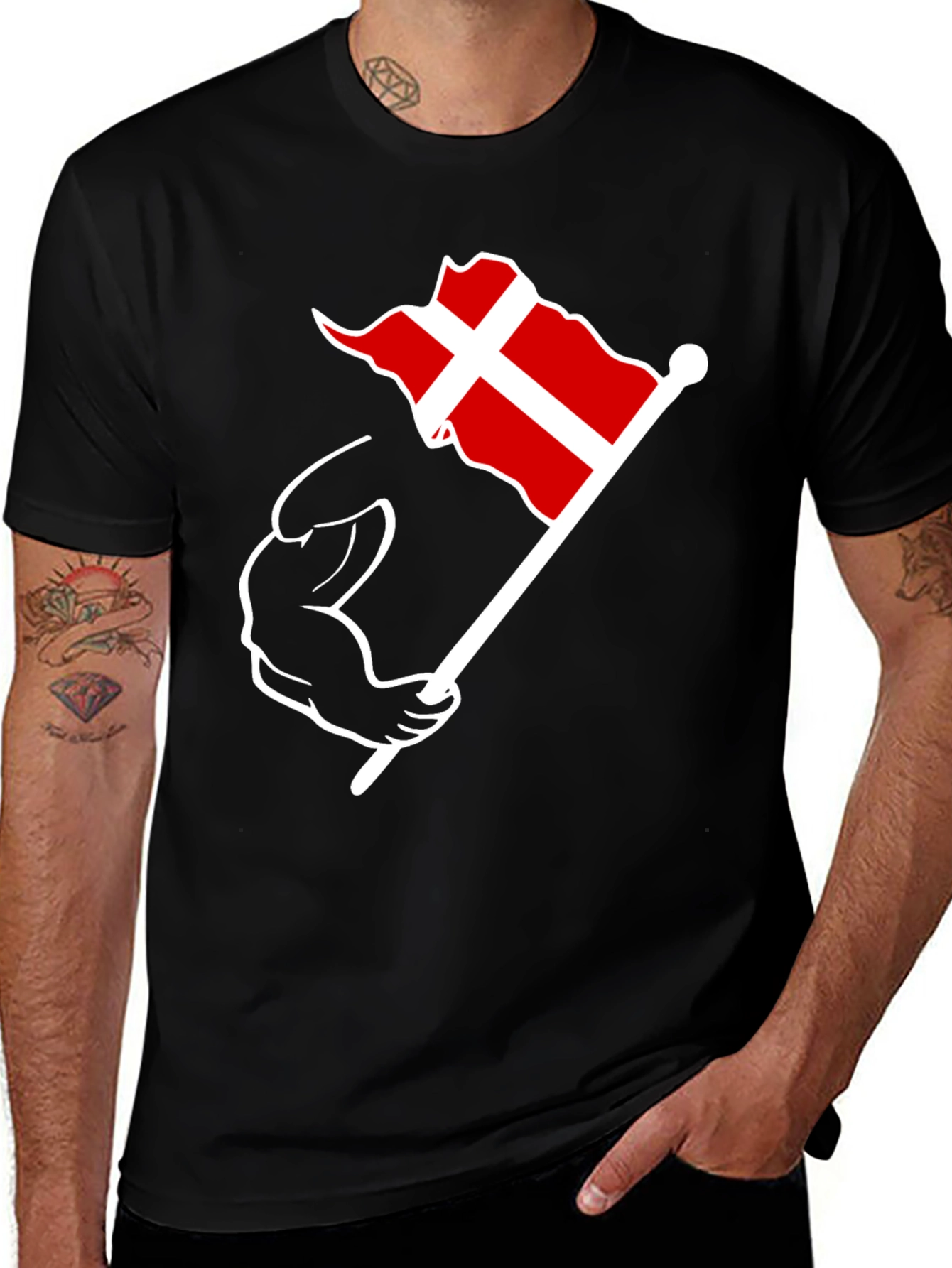 Denmark Flag Muscle T-Shirt