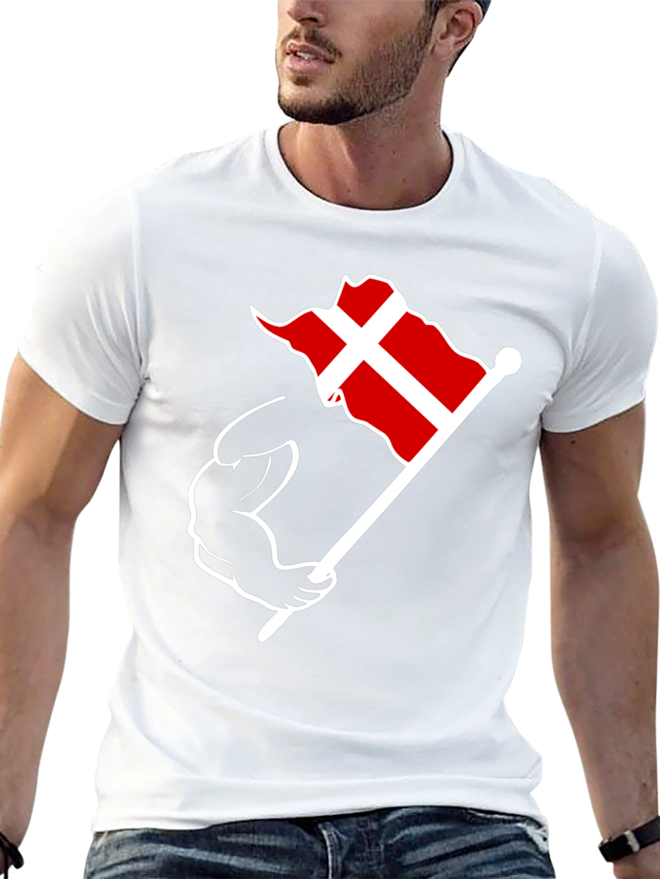 Denmark Flag Muscle T-Shirt
