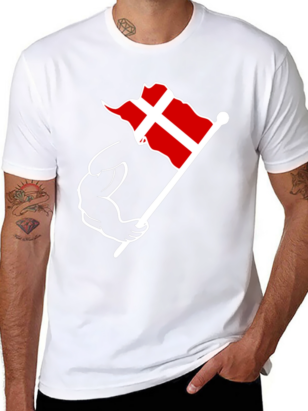 Denmark Flag Muscle T-Shirt