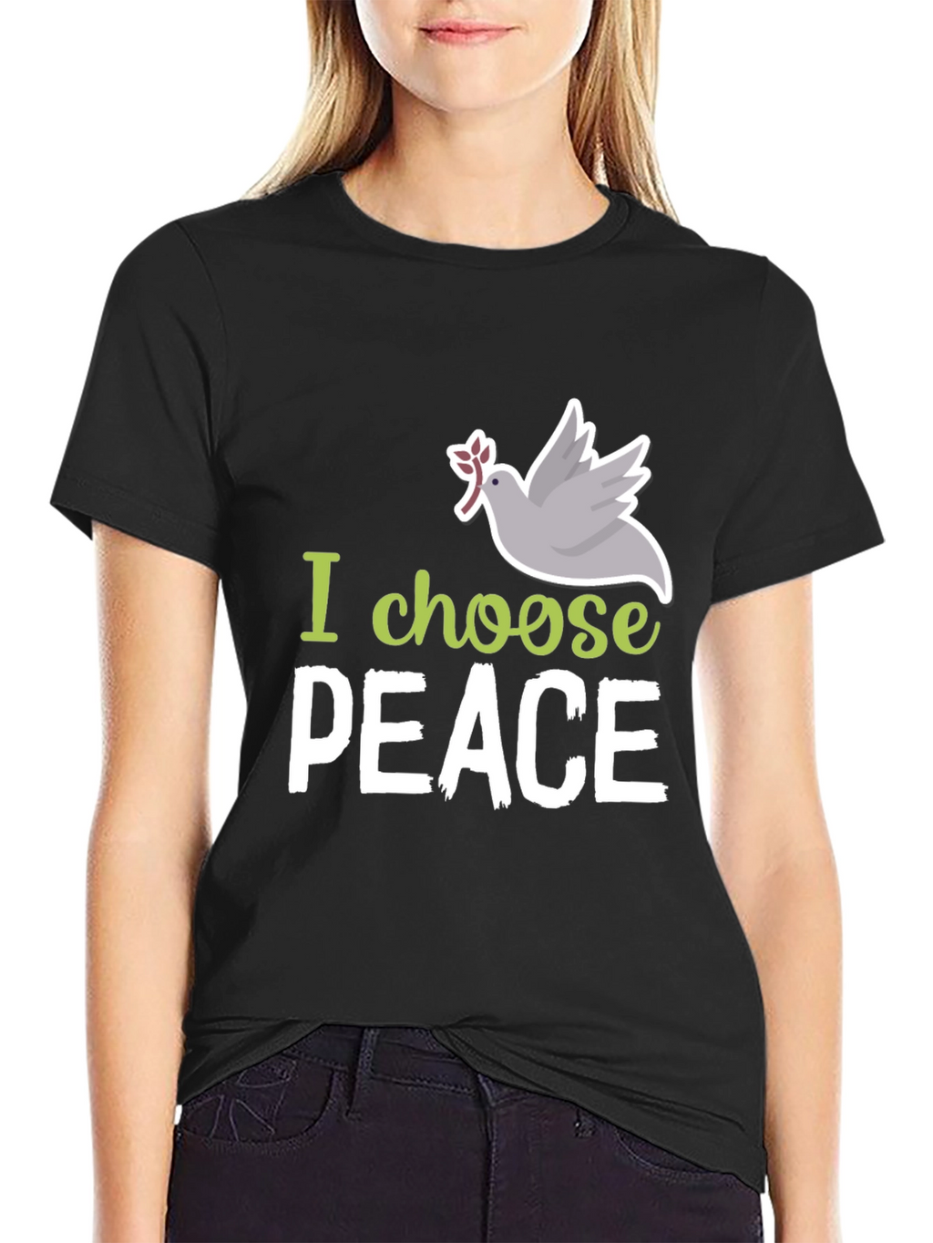 I Choose Peace Dove Graphic Black T-Shirt