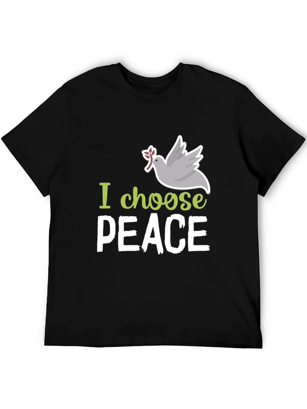 I Choose Peace Dove Graphic Black T-Shirt