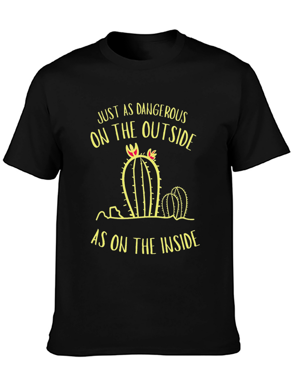 Dangerous Cactus Graphic Print Mens Black T-Shirt