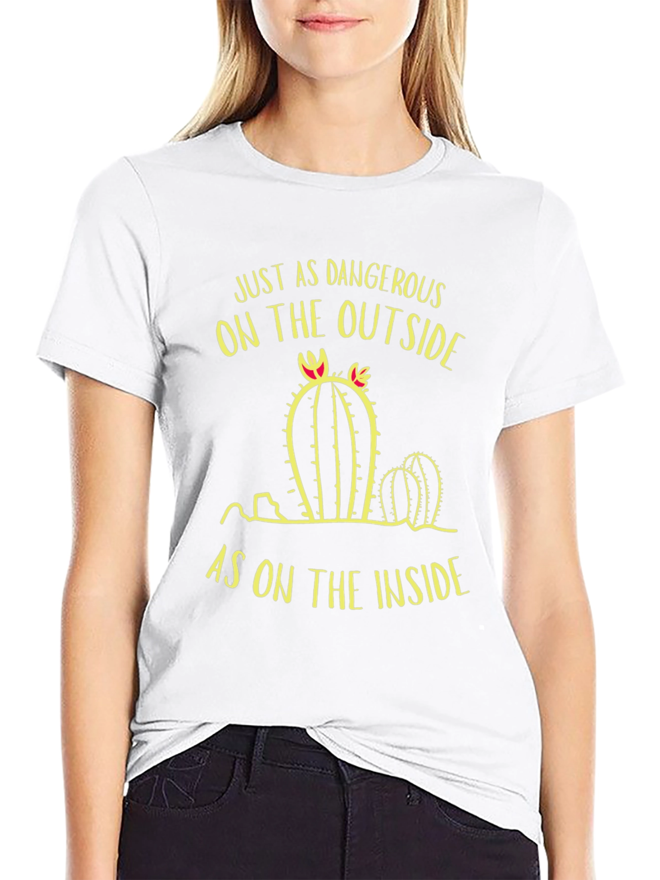 Dangerous Cactus Graphic Print Mens Black T-Shirt