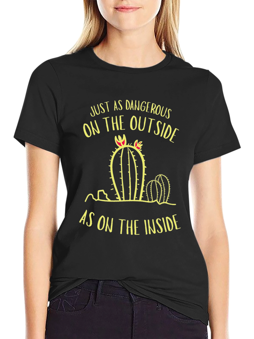 Dangerous Cactus Graphic Print Mens Black T-Shirt
