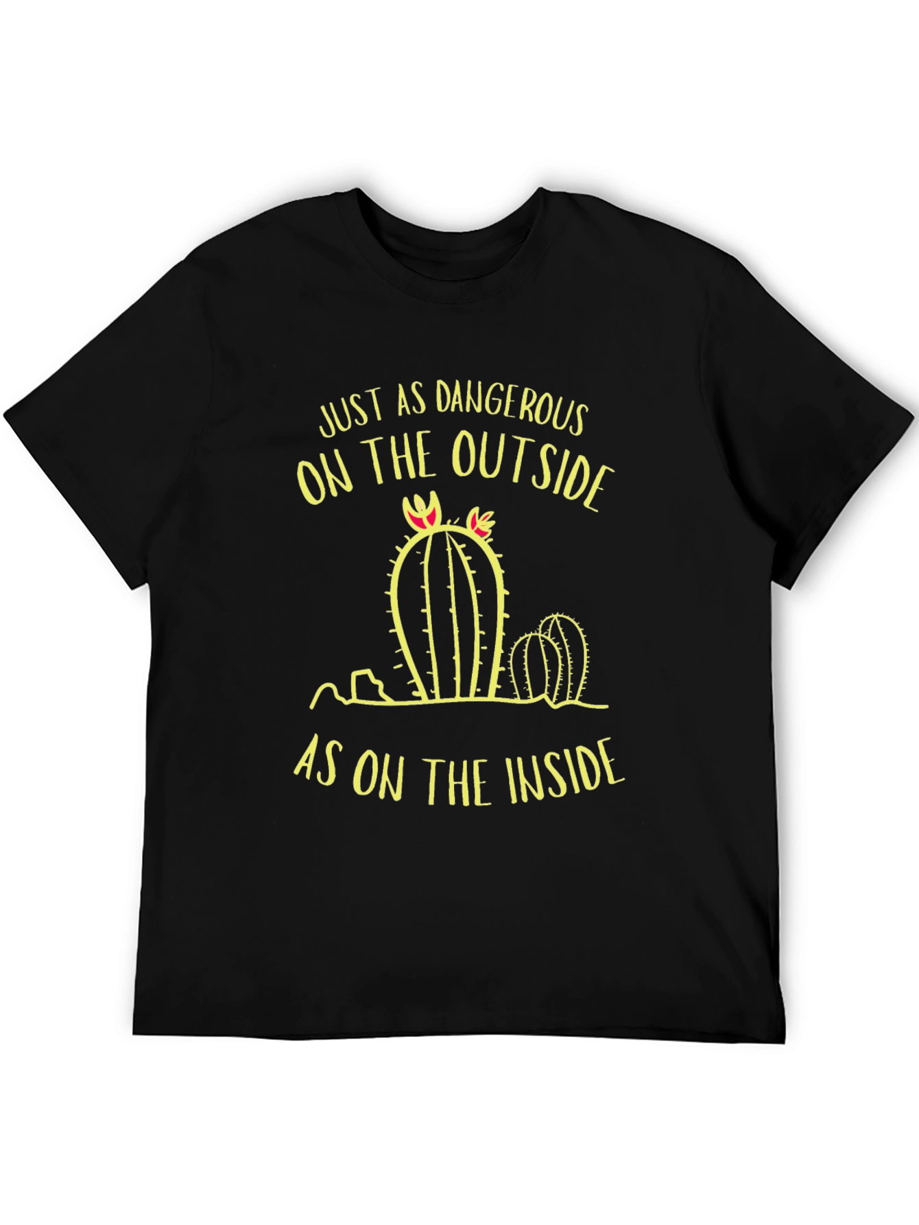 Dangerous Cactus Graphic Print Mens Black T-Shirt
