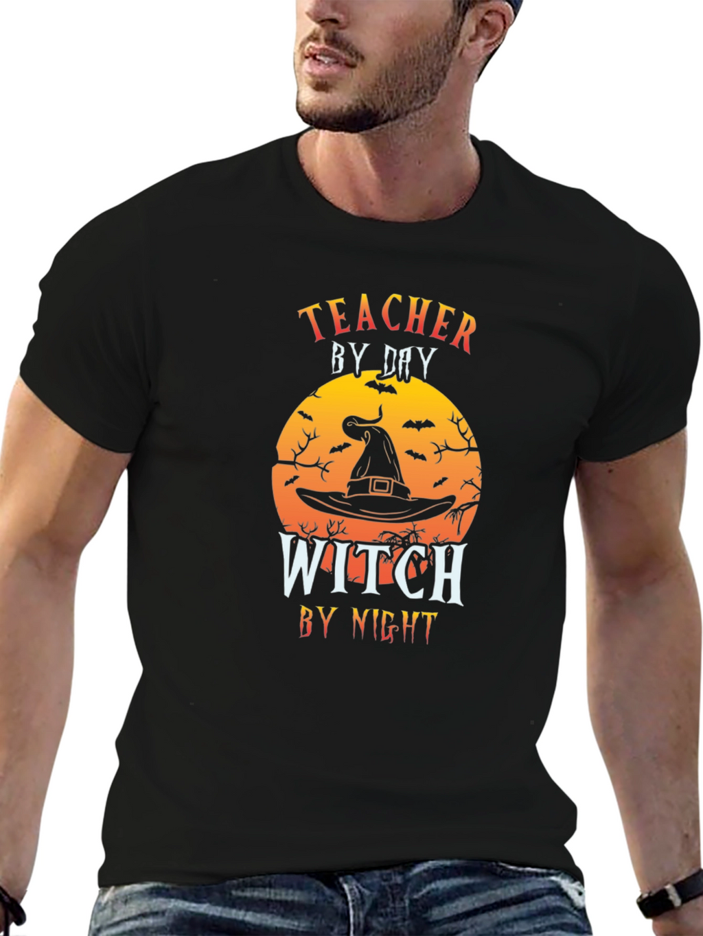 Teacher by Day Witch by Night Halloween T-Shirt